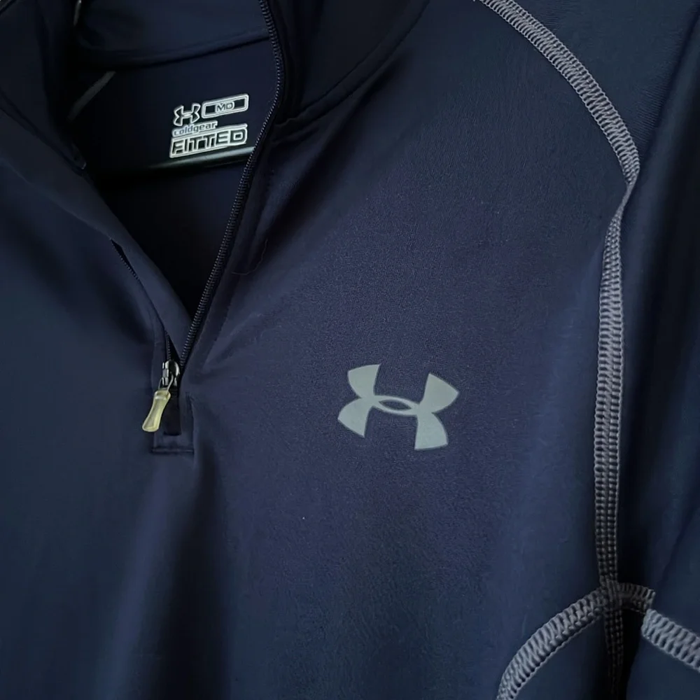 Under Armour Collar Zip Navy Blue Jacket - Picture 2 of 3